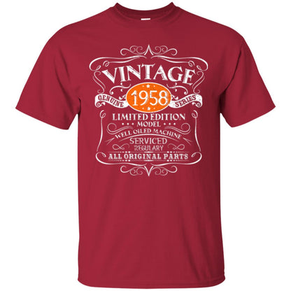 Vintage 60th Birthday T-shirt 1958 All Original Parts Cardinal