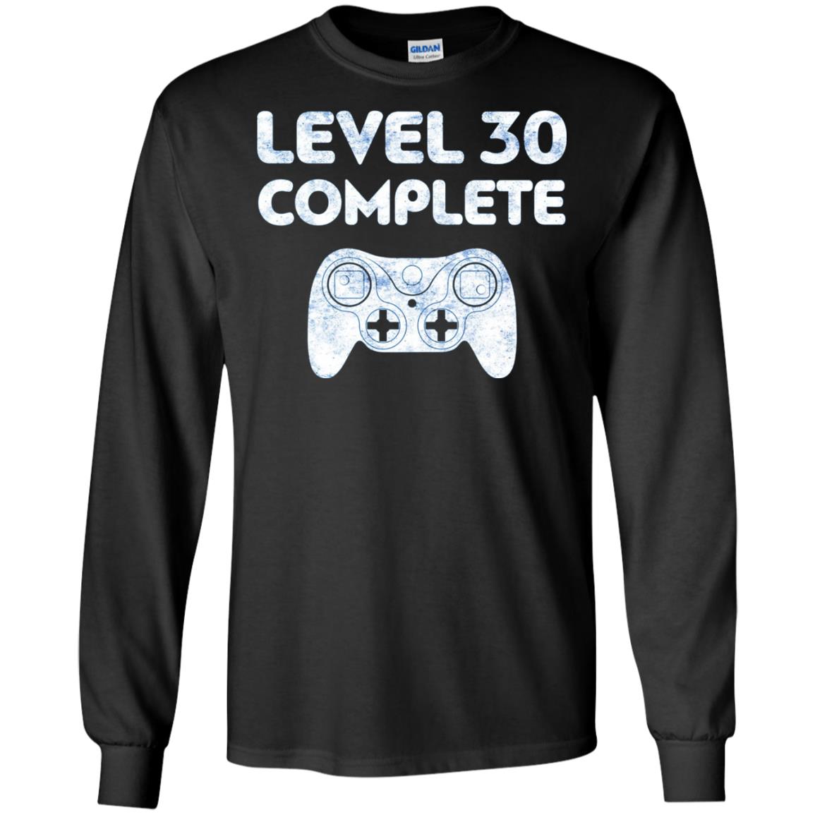 Level 30 Complete Video Gamer 30th Birthday Shirt Black