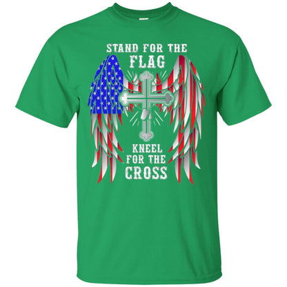 Christian T-shirt Stand For The Flag Kneel For The Cross Irish Green