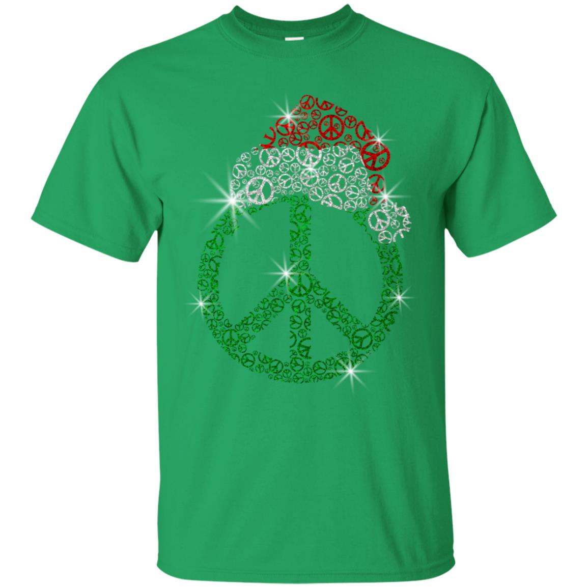 Peace Sign With Santa Ha Christmas Idea Gift Shirt Irish Green
