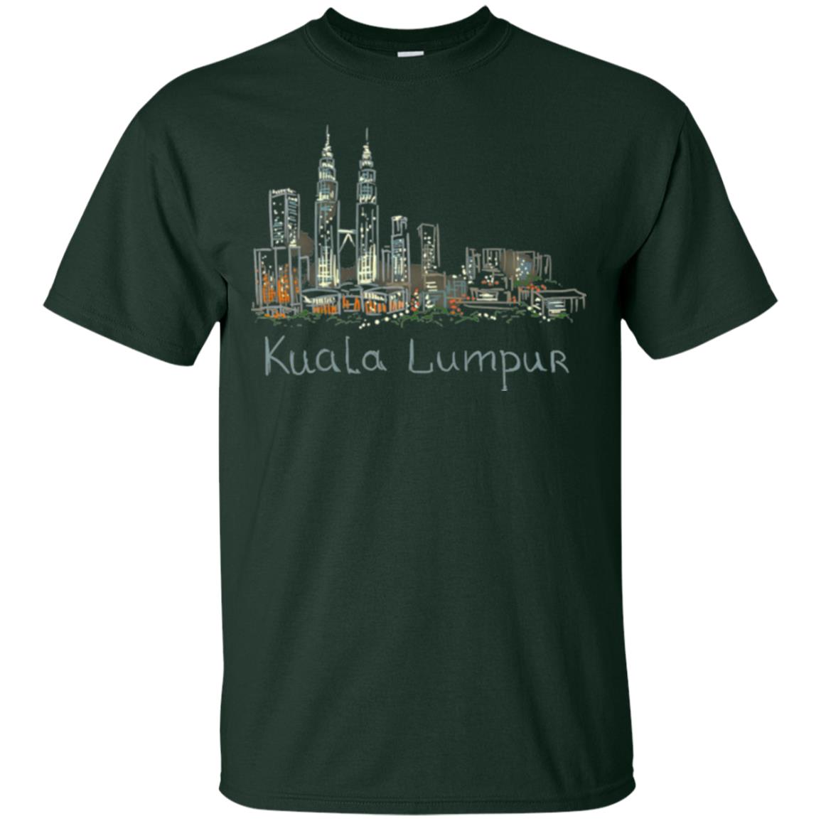Kuala Lumpur Kl Panorama At Night T-shirt Forest Green