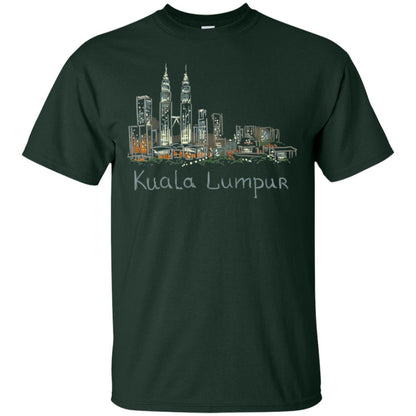 Kuala Lumpur Kl Panorama At Night T-shirt Forest Green