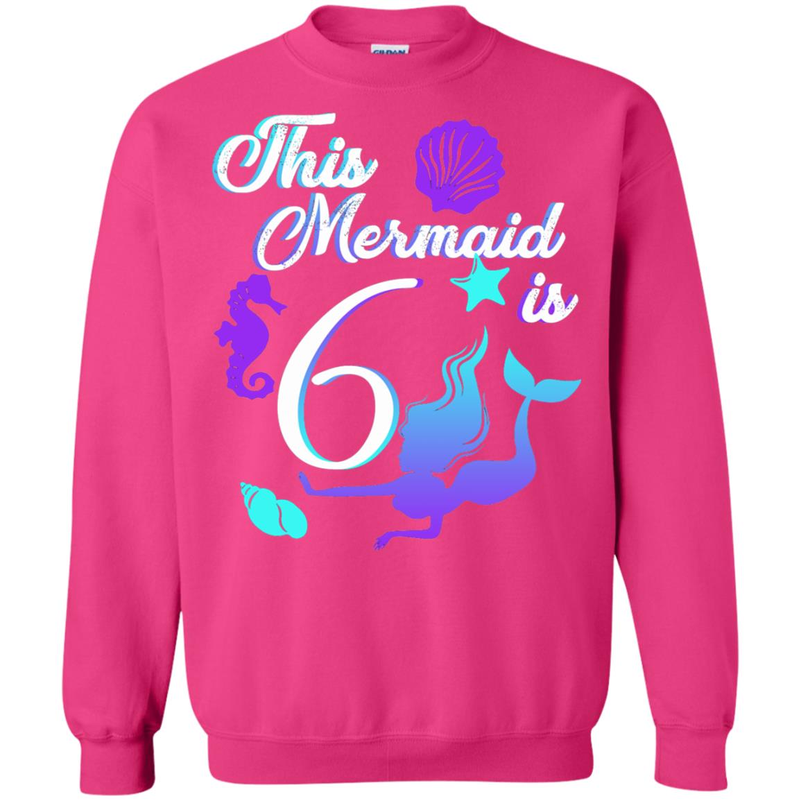 6th Birthday Shirt This Mermaid Is 6 Heliconia