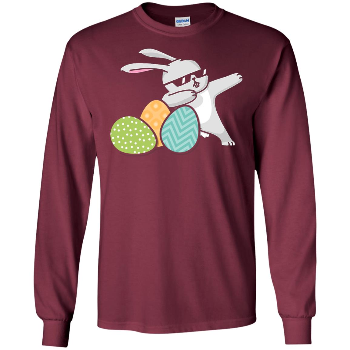 Easter Bunny Dabbing Gift Shirt For Dabbing Lover Maroon
