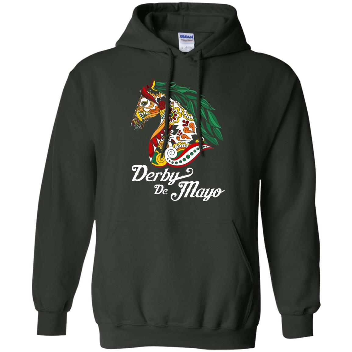 Derby Cinco De Mayo Floral Horse Race T-shirt Forest Green
