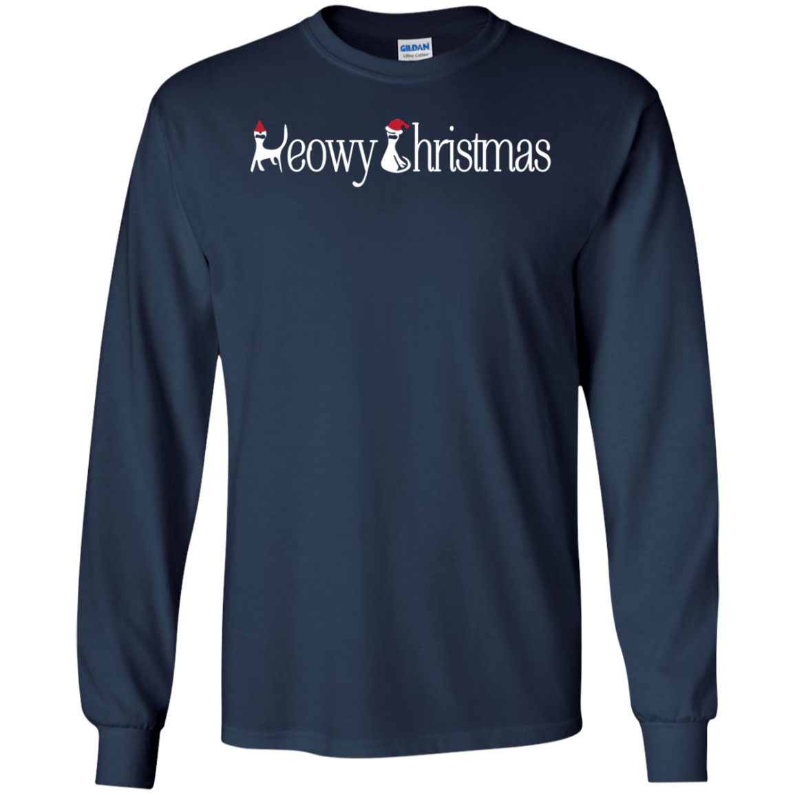 Christmas T-shirt Meowy Christmas Navy