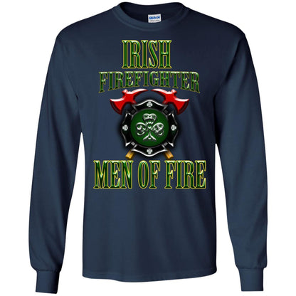 Irsh Firefighter Men Of Fire Irish Fireman Gift Shirt Navy