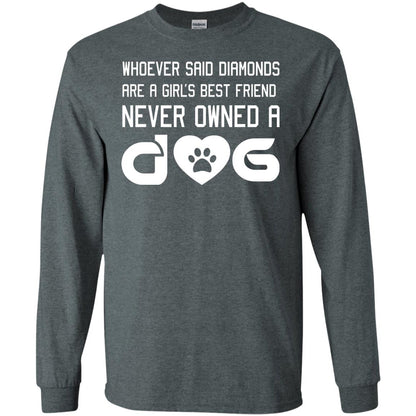 A Girl’s Best Friend Never Owned A Dog Best Dogs Shirt For Girls Dark Heather