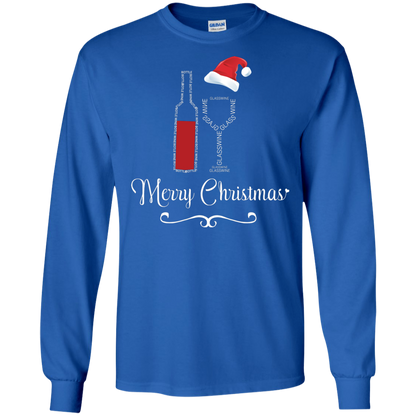 Christmas T-shirt Merry Christmas With Wine Botle And Glass Wine Royal