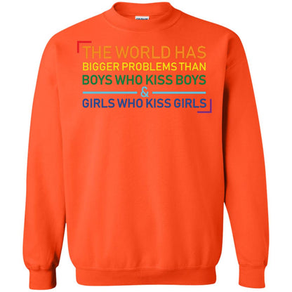 The World Has Bigger Problems Than Boys Who Kiss Boys Girls Who Kiss Girls Shirt Orange