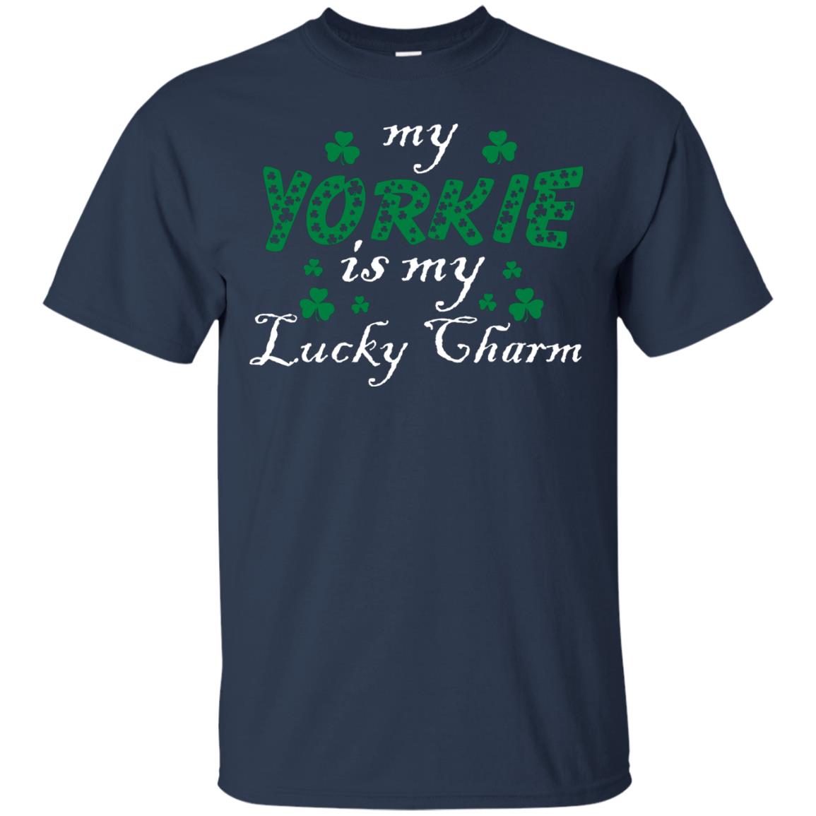 My Yorkie Is My Lucky Charm Saint Patrick's Day Shirt For Yorkie Lover Navy