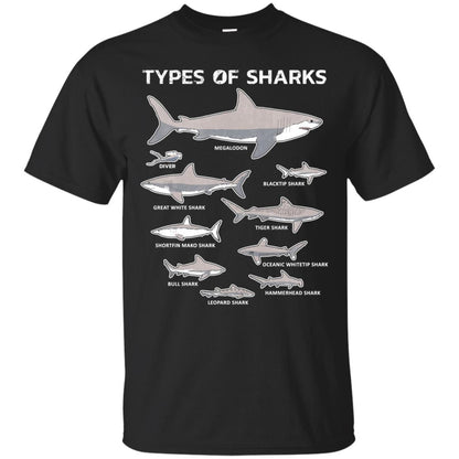 9 Types Of Sharks Educational Academic Ocean T-shirt Black