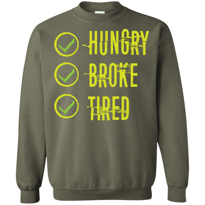 Hungry Broke Tired Check Mark T-shirt Military Green