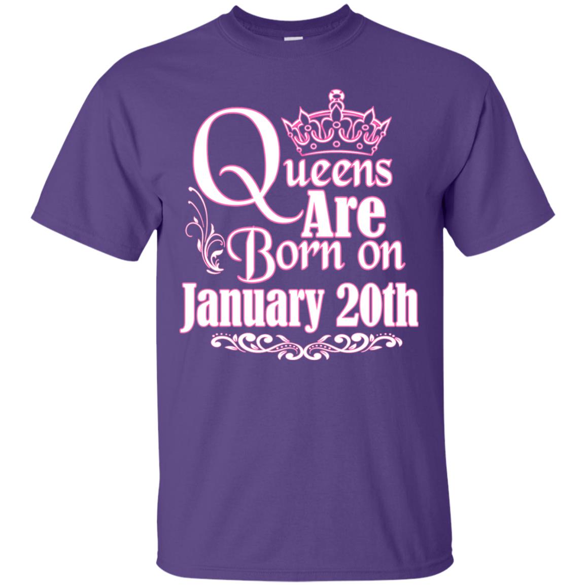 Queens Are Born On January 20th Birthday T-shirt Purple