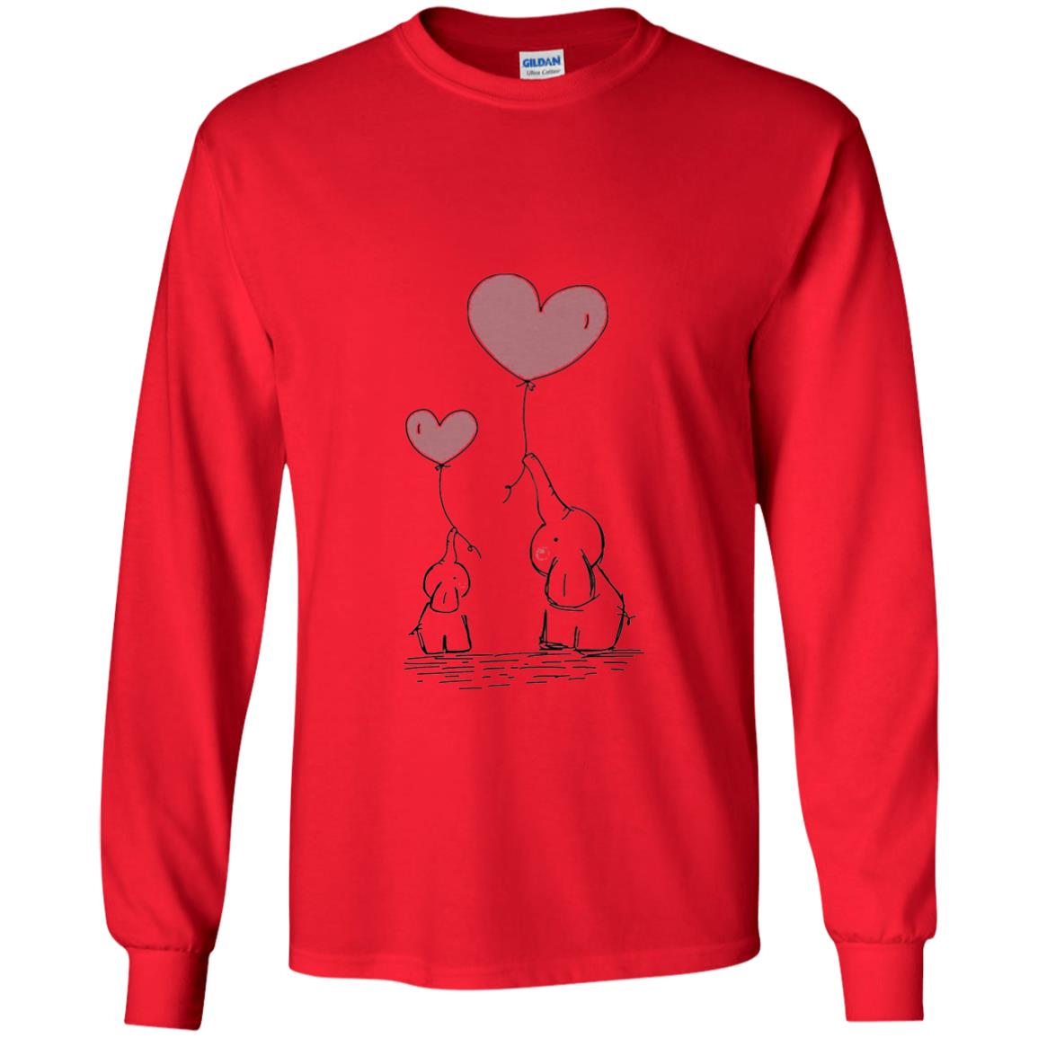 Elephants Mom Heart Balloons Family Shirt Red