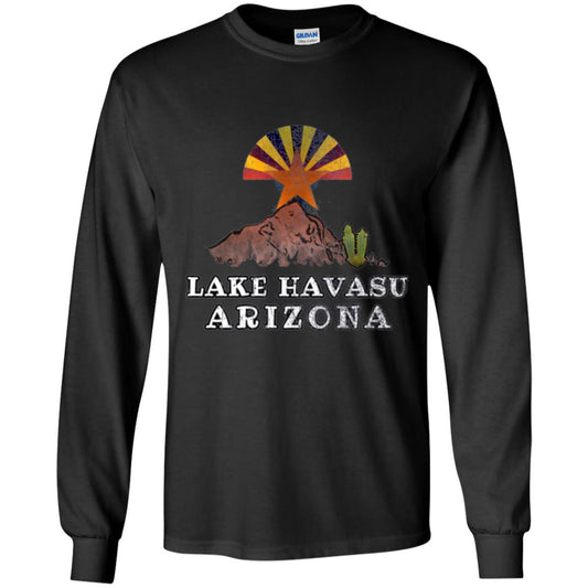 Lake Havasu Arizona T-shirt Flag Inspired Desert Scenery Black