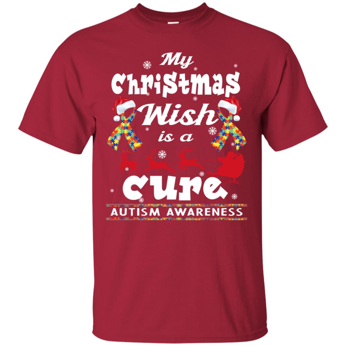 My Christmas Wish Is A Cure Autism Awareness X-mas Gift Shirt Cardinal