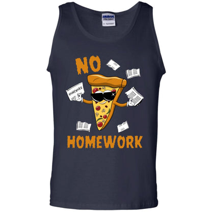 No Homework Funny Pizza Shirt Navy