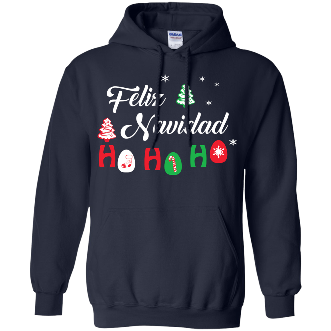 Chirstmas T-Shirt Feliz Navidad Ho Ho Ho Navy