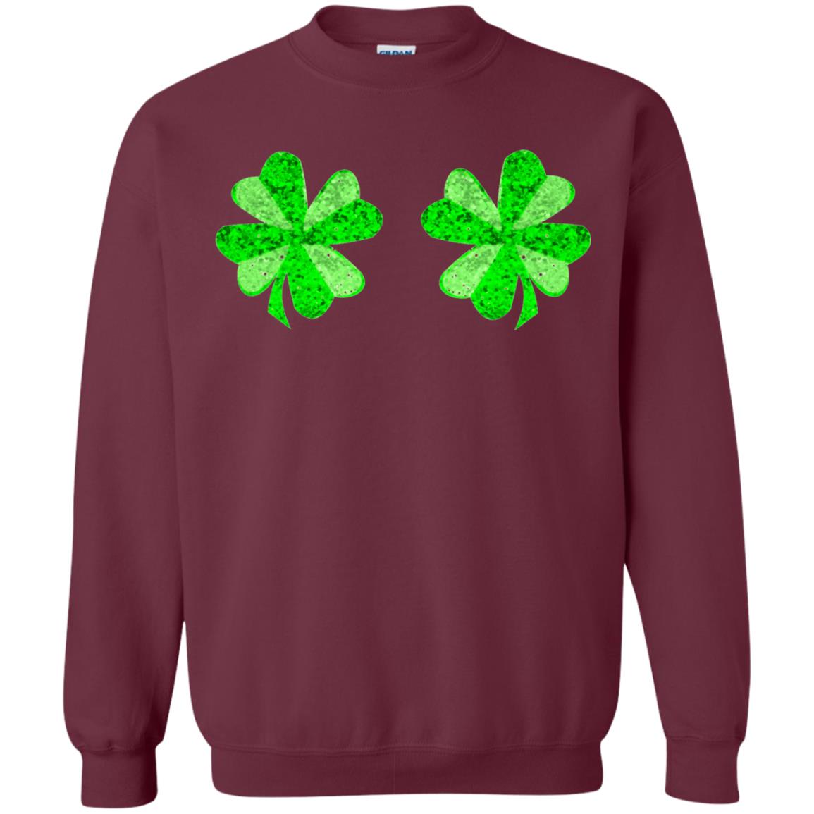 Funny Shamrock Boobs St Patricks Day T-shirt Maroon