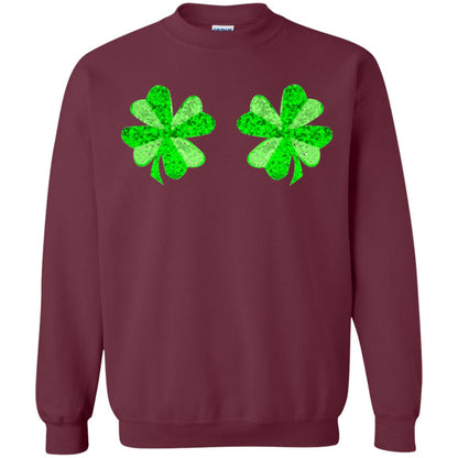 Funny Shamrock Boobs St Patricks Day T-shirt Maroon