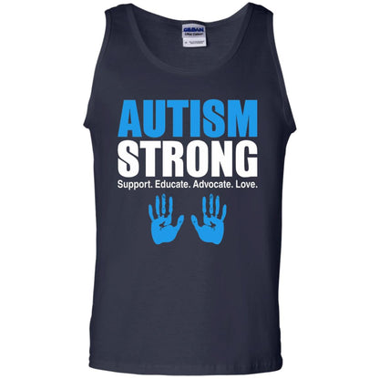 Autism Strong Support Educate Advocate Love T-shirt Navy
