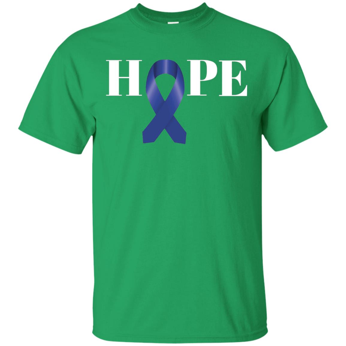 Hope Blue Ribbon Cancer Awareness Colon Cancer T-shirt Irish Green