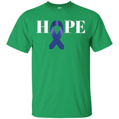 Hope Blue Ribbon Cancer Awareness Colon Cancer T-shirt Irish Green
