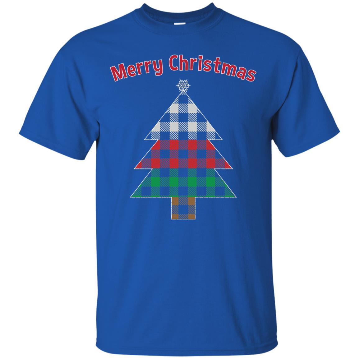 Unique Buffalo Plaid Tree Christmas Matching Pajama T-Shirt Royal