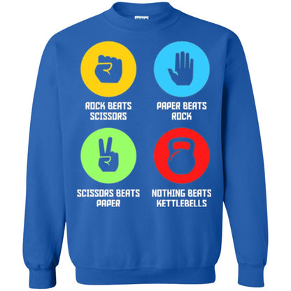 Fitness Gym Sports T-shirt Funny Nothing Beats Kettlebells Royal