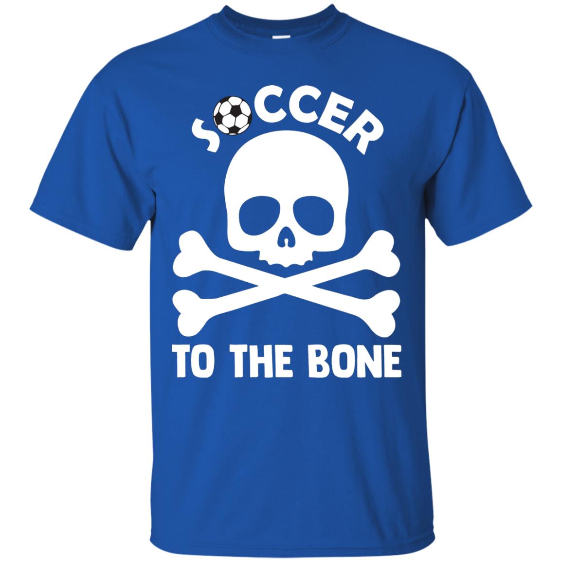 Soccer To The Bone Distressed Skull Soccer Passion Shirt Royal