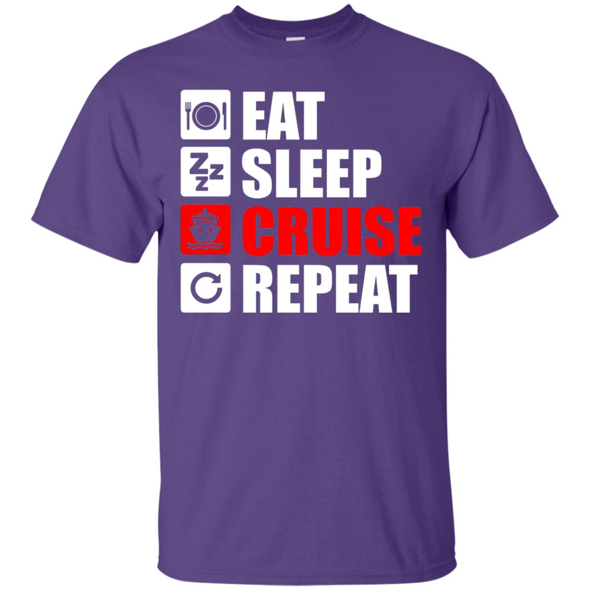 Eat Sleep Cruise Repeat Summer Vacation T-shirt Purple