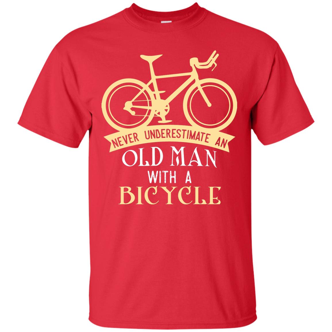 Never Underestimate An Old Man With A Bicycle Cyclist T-shirt Red