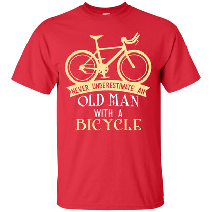 Never Underestimate An Old Man With A Bicycle Cyclist T-shirt Red