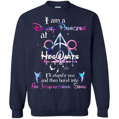 I Am A Disney Pricess At Hogwarts Harry Potter Shirt= G180 Gildan Crewneck Pullover Sweatshirt 8 oz. Navy