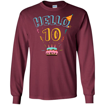 Hello 10 Ten Years Old 10th 2008s Birthday Gift Shirt Maroon