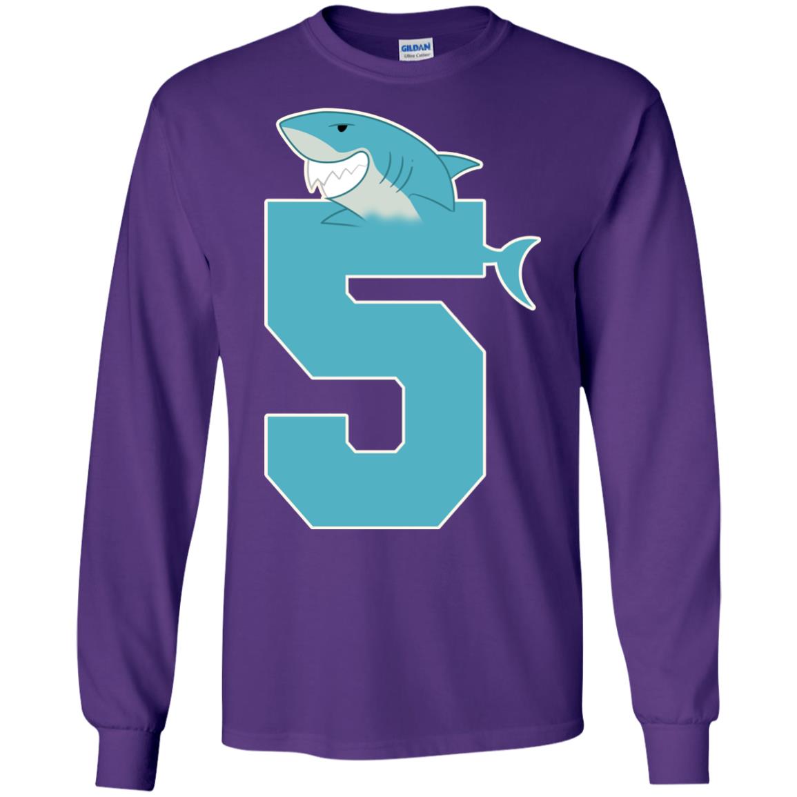 5th Birthday Shark Party Shirt Purple