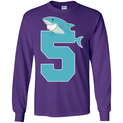 5th Birthday Shark Party Shirt Purple