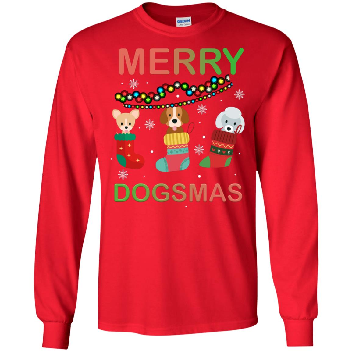 Merry Dogsmas X-mas Gift Shirt For Dogs Lovers Red