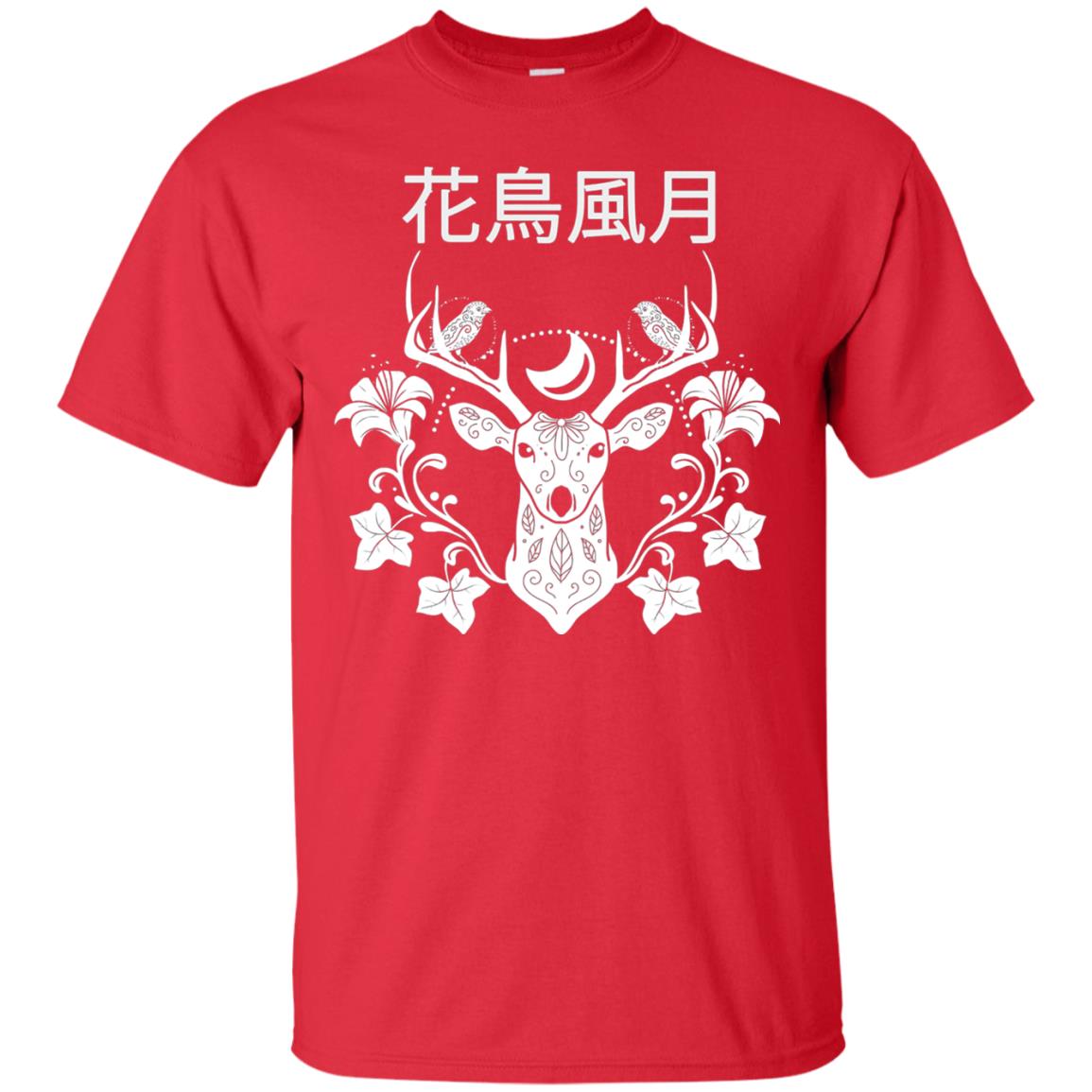 Japanese Nature Quote Reindeer Shirt Red