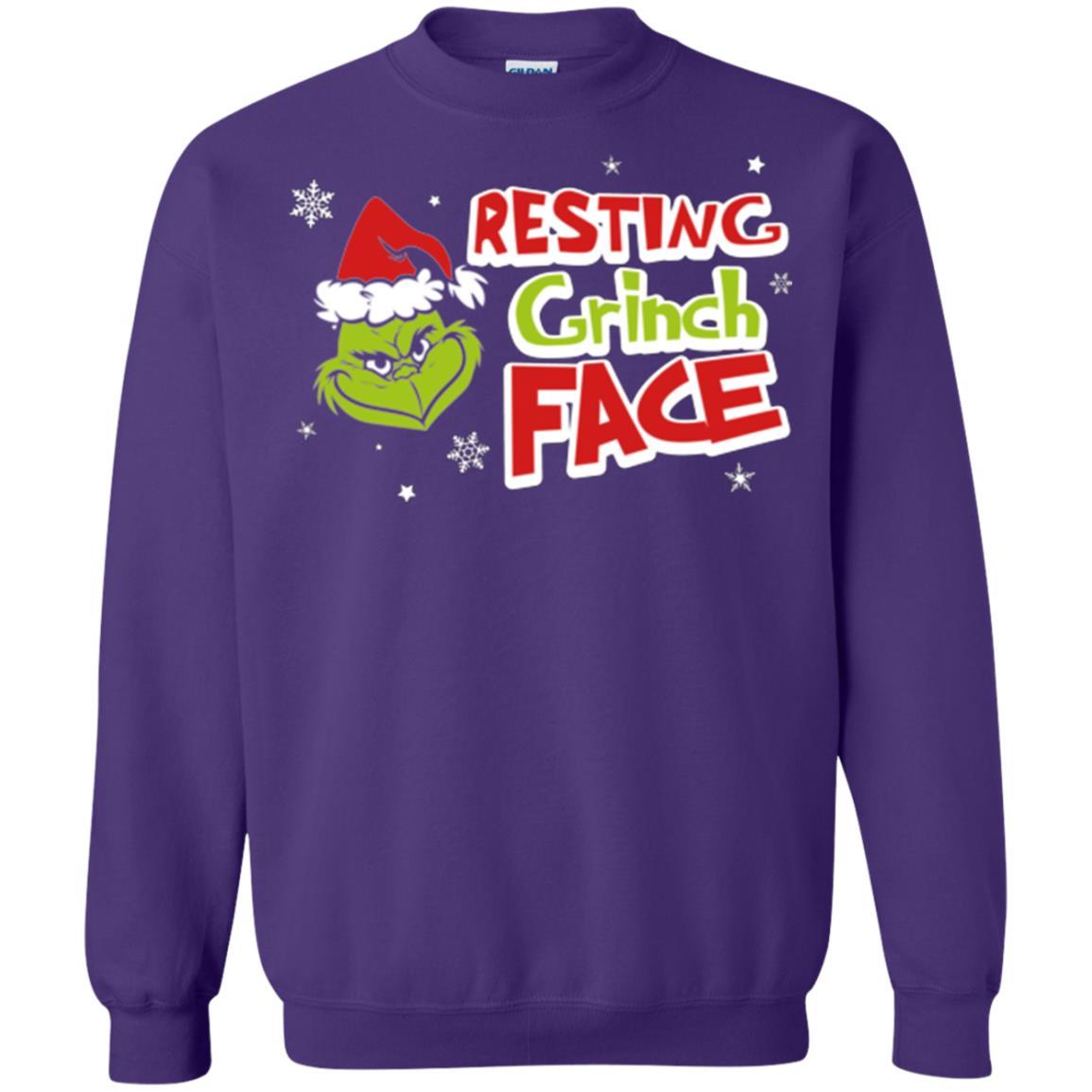 Christmas T-shirt Resting Grinch Face Purple