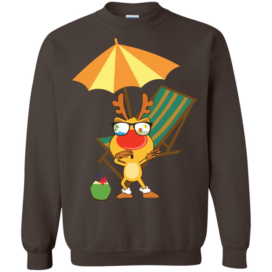 Dabbing Reindeer With Sunglasses Celebrate Xmas In July 2018 Shirt Dark Chocolate