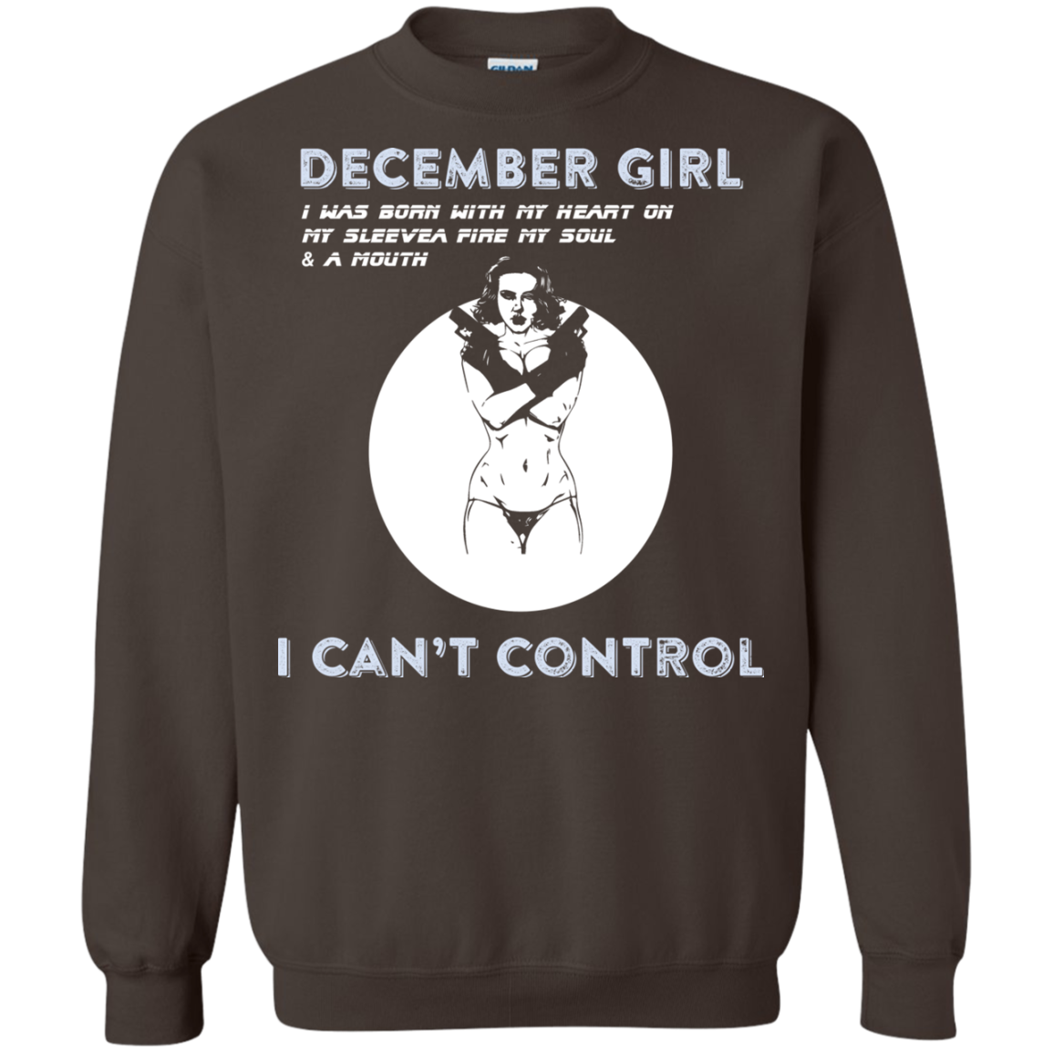 December Girl I Was Born With My Heart T-shirt Dark Chocolate