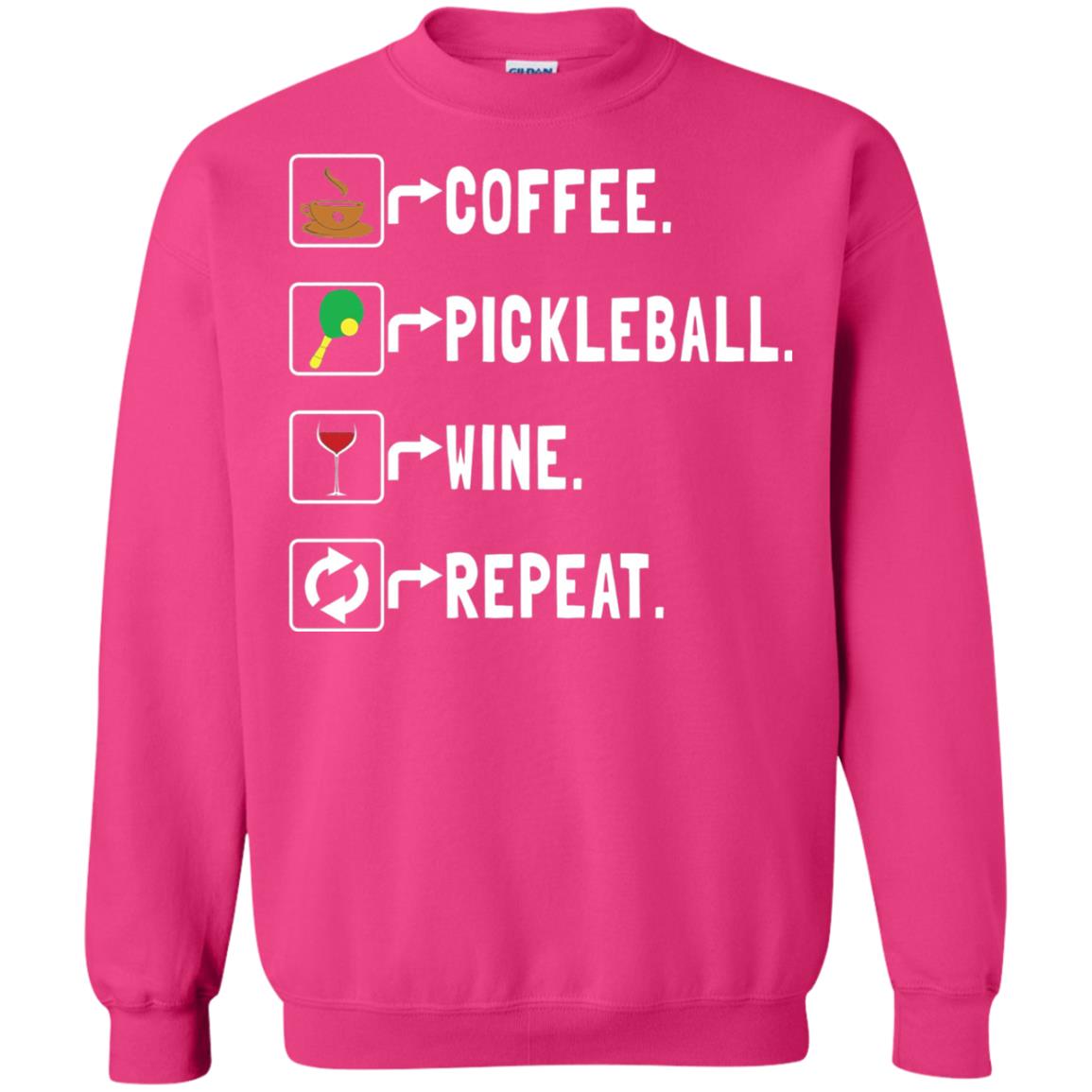 Funny Coffee Lovers T-shirt Pickleball Wine Repeat Heliconia