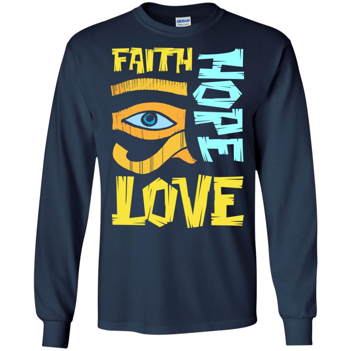 Faith Hope Love Christian T-shirt Navy