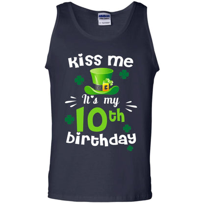 Kiss Me It_s My 10th Birthday Patrick_s Day T-shirt Navy