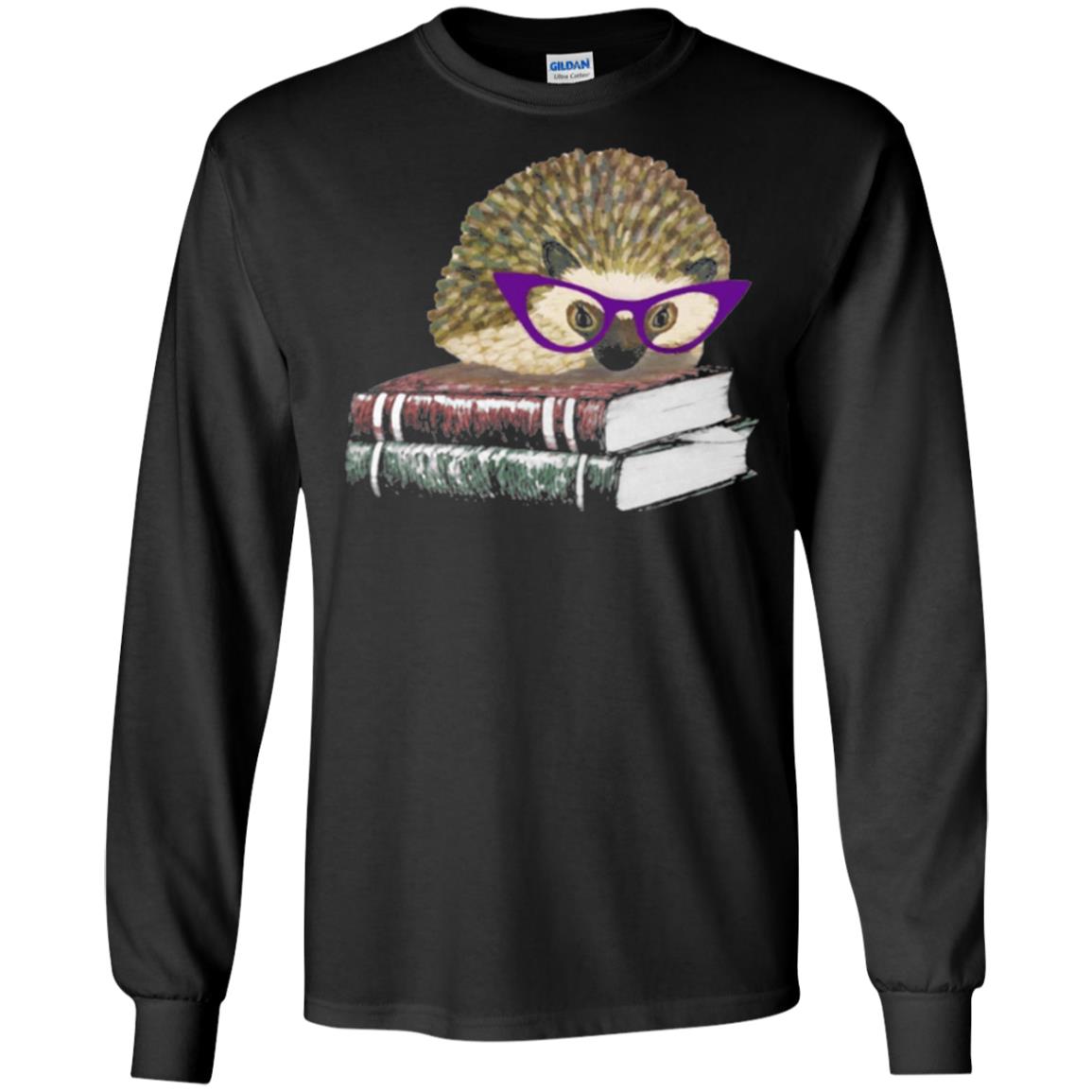 Adorable Hedgehog Book Nerd Gift Shirt Black