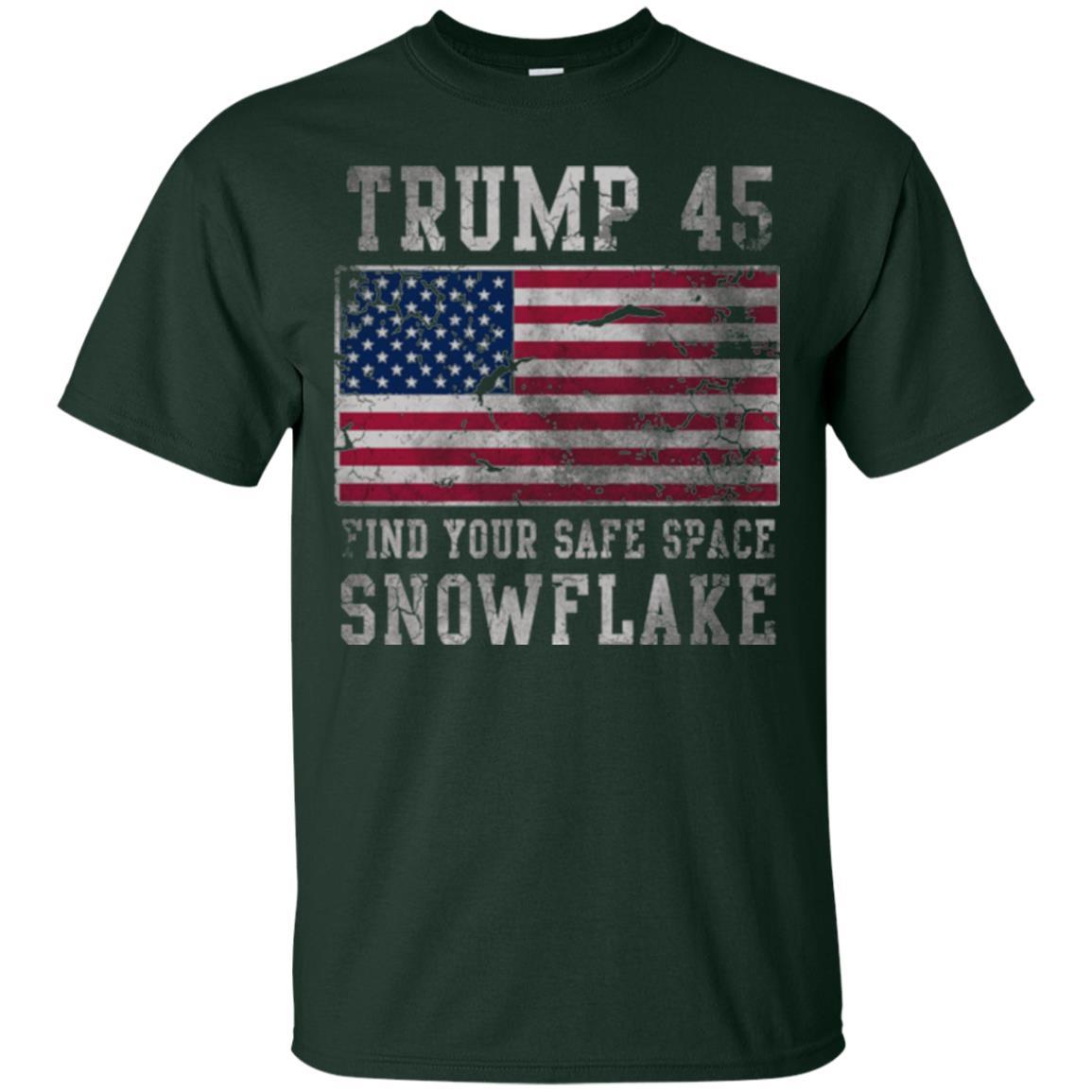 Trump 45 Find Your Safe Space Snowflake T-shirt Forest Green