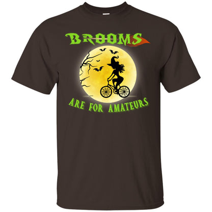 Brooms Are For Amateurs Witches Ride A Bicycle Funny Halloween Shirt Dark Chocolate