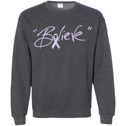All Cancer Awareness Shirt Lavender Ribbon Believe Dark Heather